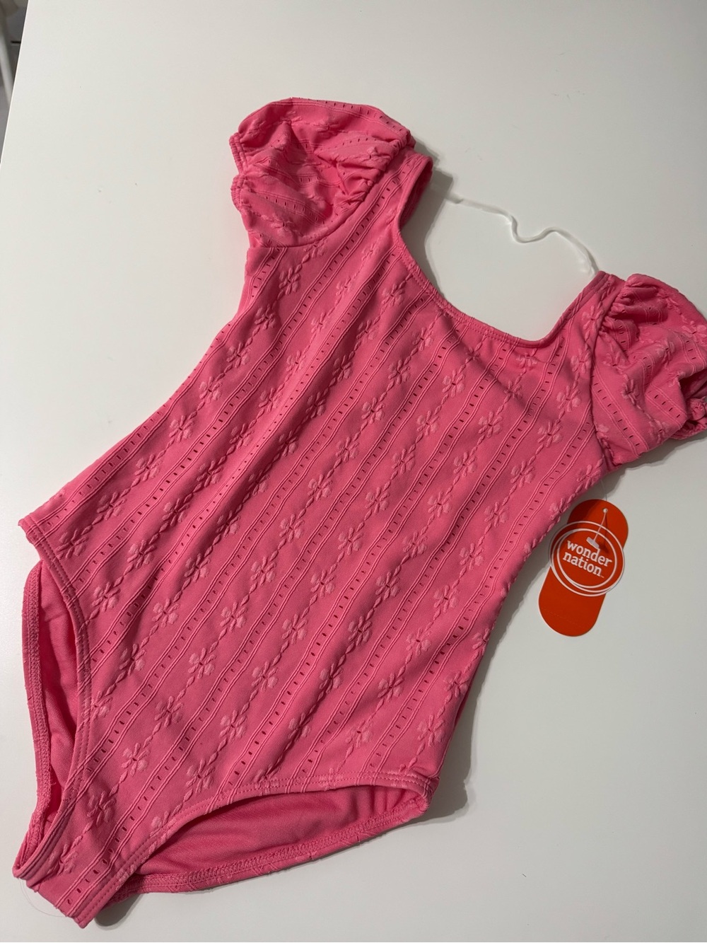 wonder nation Hot Pink Puff Sleeve Ballet Leotard